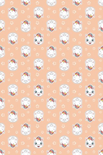 Fancy Walls Orange Unicorn wallpaper for Kids room walls in Cute Kawaii style unpasted wallpaper.