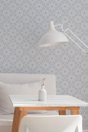 Minimal style dining room decorated with Oriental geometric Floral peel and stick wallpaper