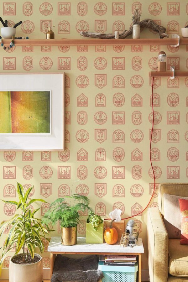 Southwestern style living room decorated with Outdoor element peel and stick wallpaper