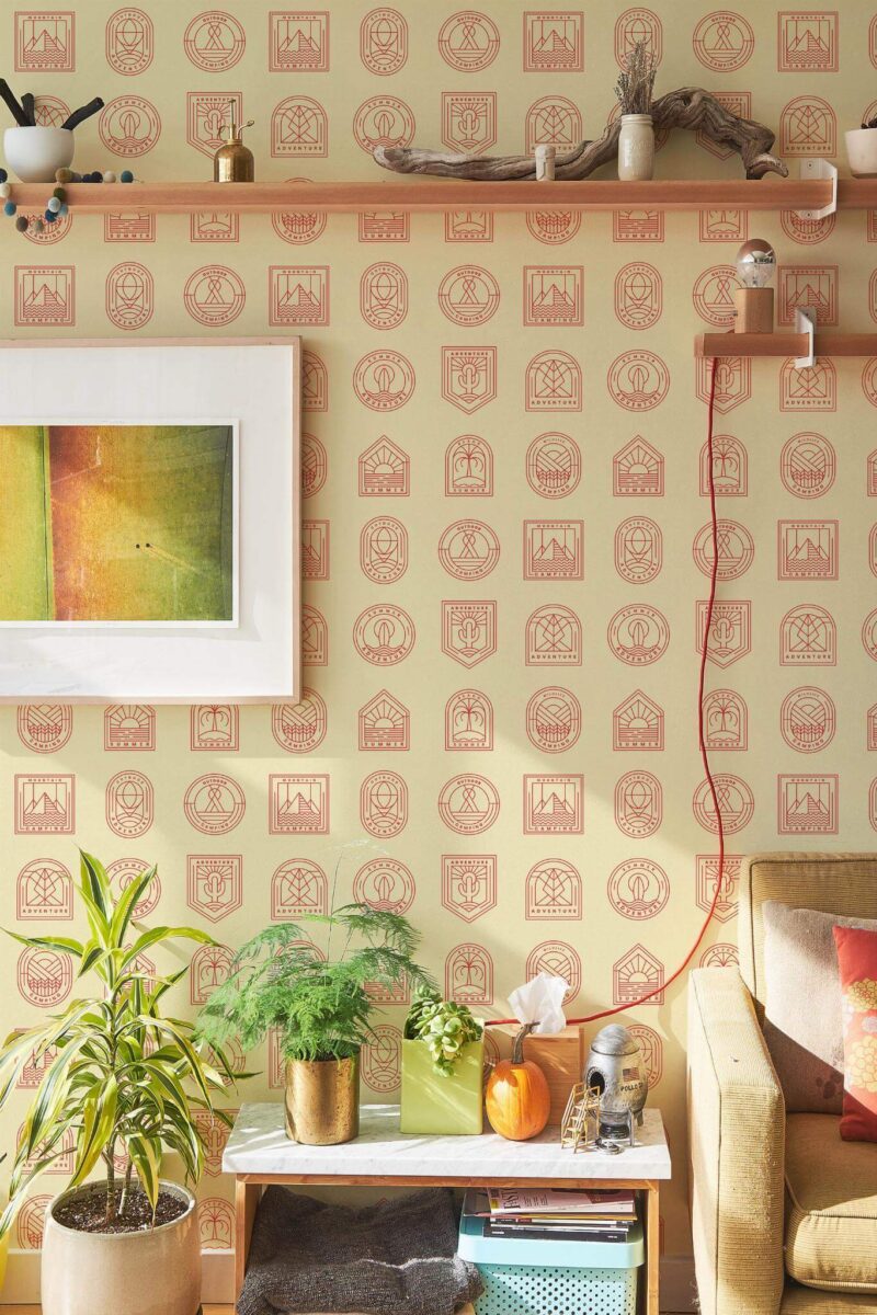 Southwestern style living room decorated with Outdoor element peel and stick wallpaper