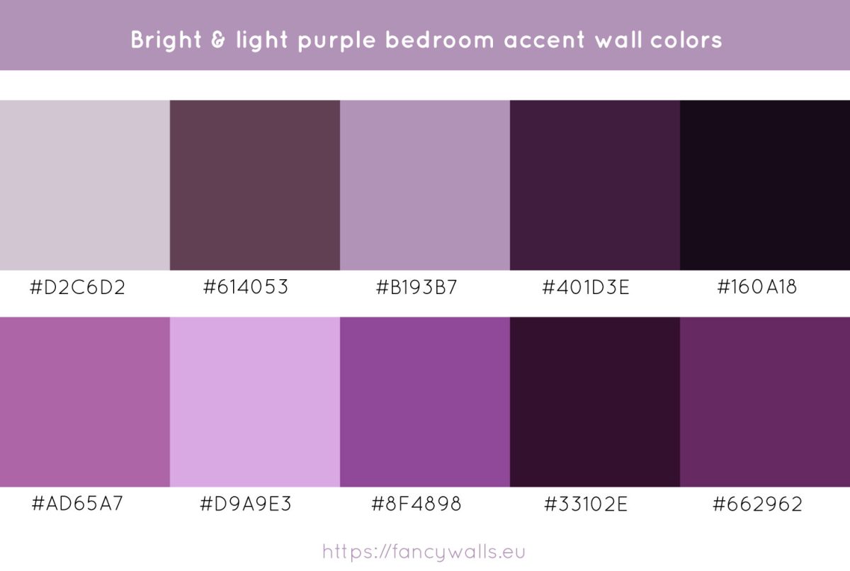 Light purple colors for bedroom accent walls