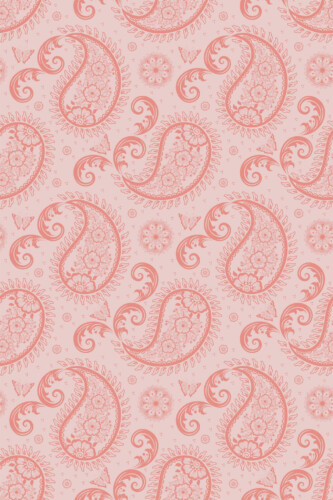 Pattern repeat of Paisley in Pink Harmony removable wallpaper design
