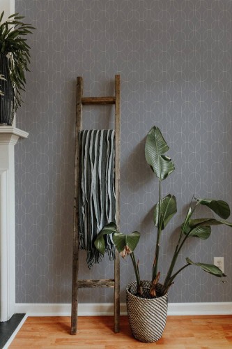 Scandinavian style living room decorated with Palais peel and stick wallpaper