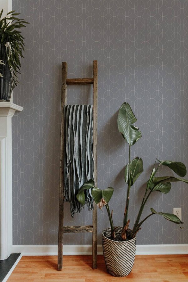 Scandinavian style living room decorated with Palais peel and stick wallpaper