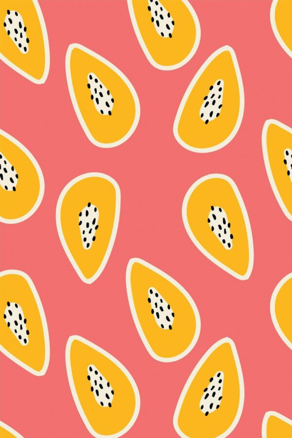 Pattern repeat of Papaya removable wallpaper design
