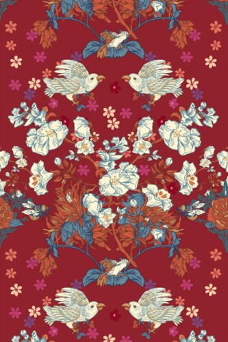Pattern repeat of Paradise birds removable wallpaper design