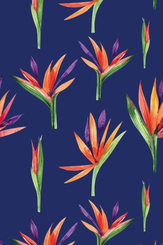 Pattern repeat of Paradise Blues removable wallpaper design