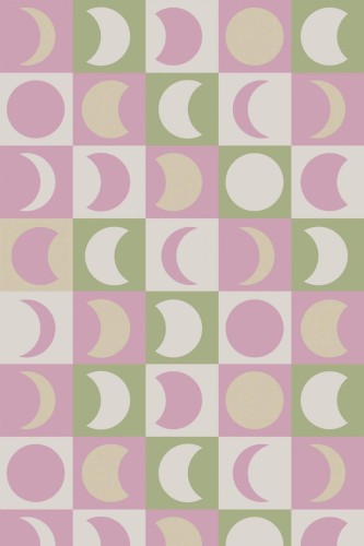 Pattern repeat of Pastel moon phase removable wallpaper design