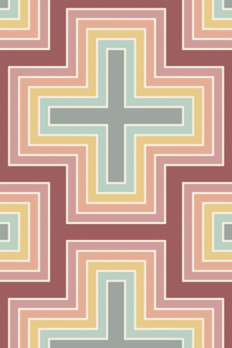 Pattern repeat of Pastel retro geometric removable wallpaper design