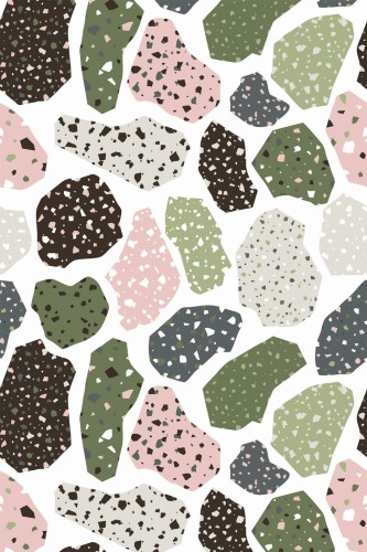Pattern repeat of Pastel terrazzo removable wallpaper design