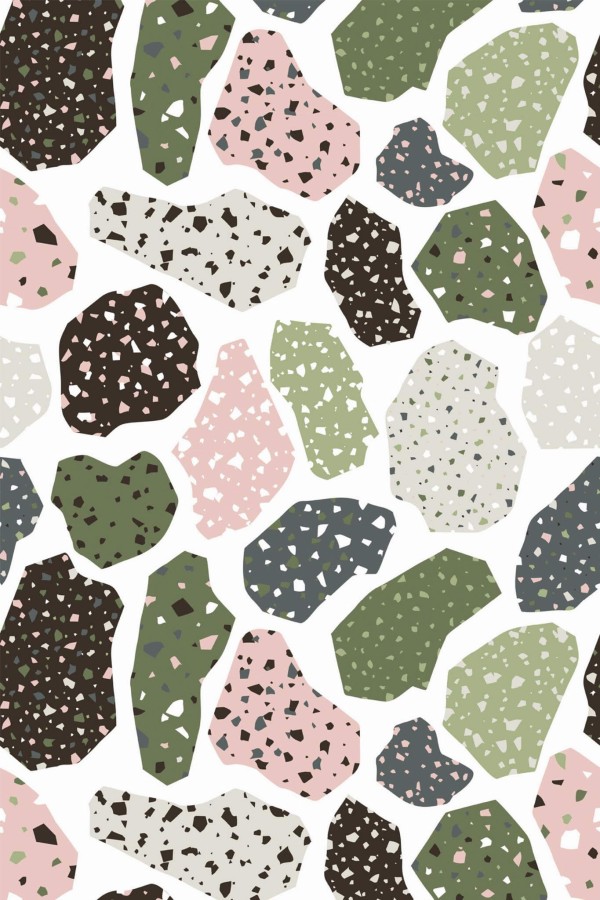 Pattern repeat of Pastel terrazzo removable wallpaper design