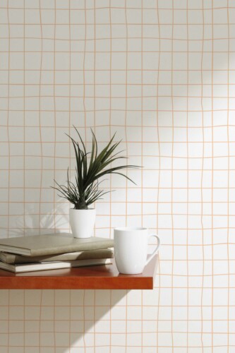 Pink Peach Grid Self-Adhesive Wallpaper by Fancy Walls