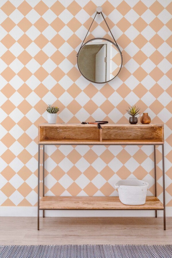Artistic Peach Harlequinry Wallpaper for Your Walls by Fancy Walls