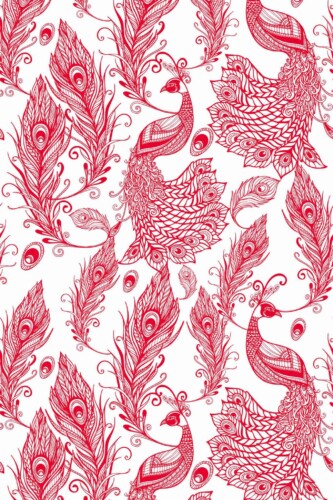 Pattern repeat of Peacock backsplash removable wallpaper design