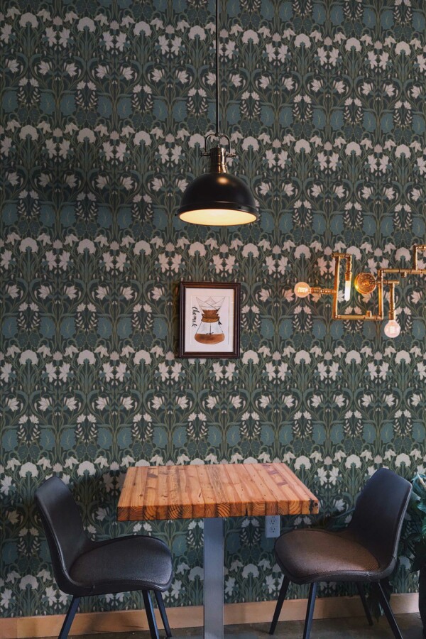 Traditional wallpaper in Artistic Green Nouveau theme from Fancy Walls