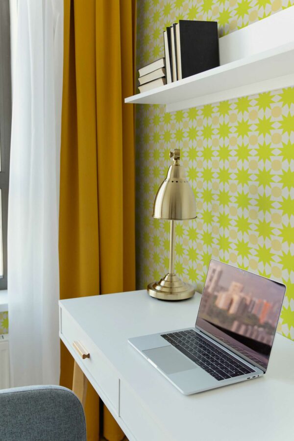 Eclectic chartreuse geometric stars green self-adhesive wallpaper by Fancy Walls