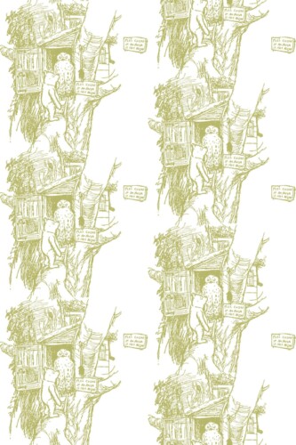 Verdant Bear-Owl Bond Removable Wallpaper from Fancy Walls