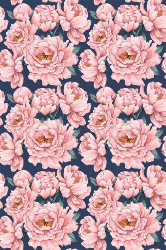 Pattern repeat of Peony removable wallpaper design