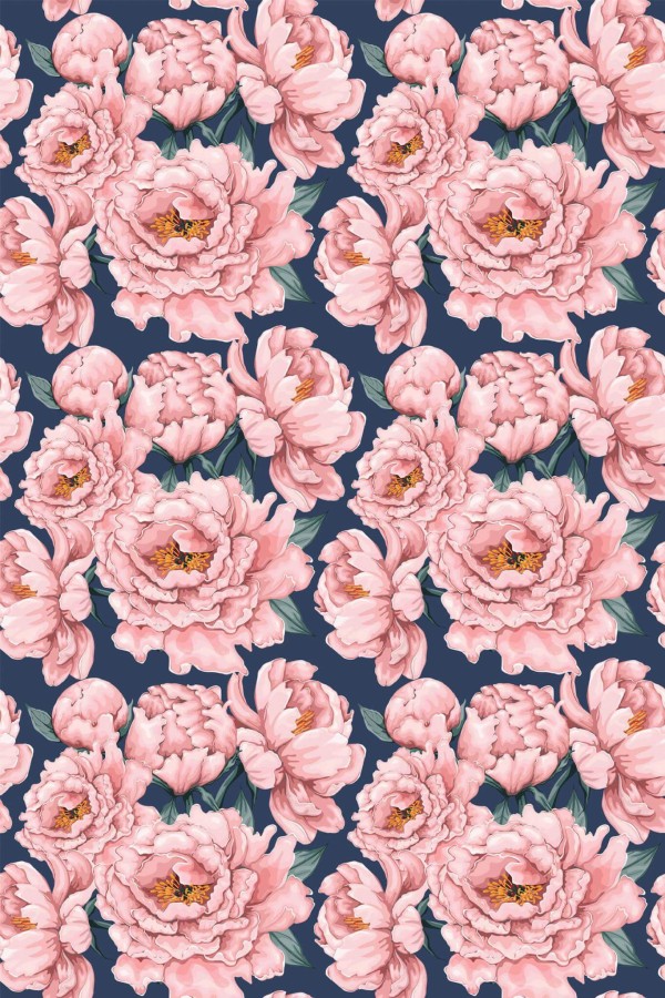 Pattern repeat of Peony removable wallpaper design