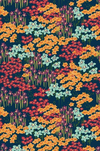 Pattern repeat of Picturesque meadow removable wallpaper design