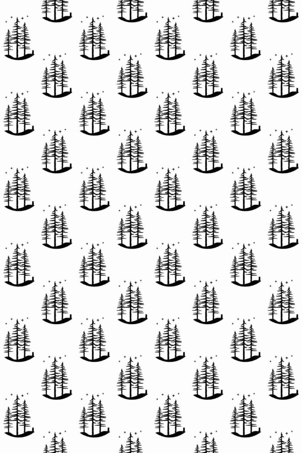 Pattern repeat of Pine tree removable wallpaper design