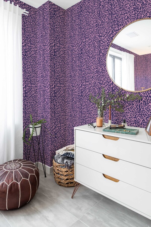 Fancy Walls Pink and Blue Bold Leopard Dynamic wallpaper for walls