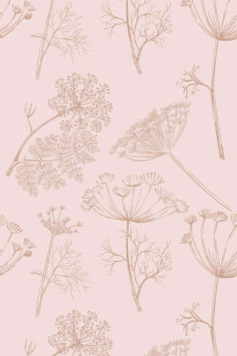 Pattern repeat of Pink Anthriscus removable wallpaper design