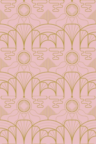 Pattern repeat of Pink Art Deco removable wallpaper design