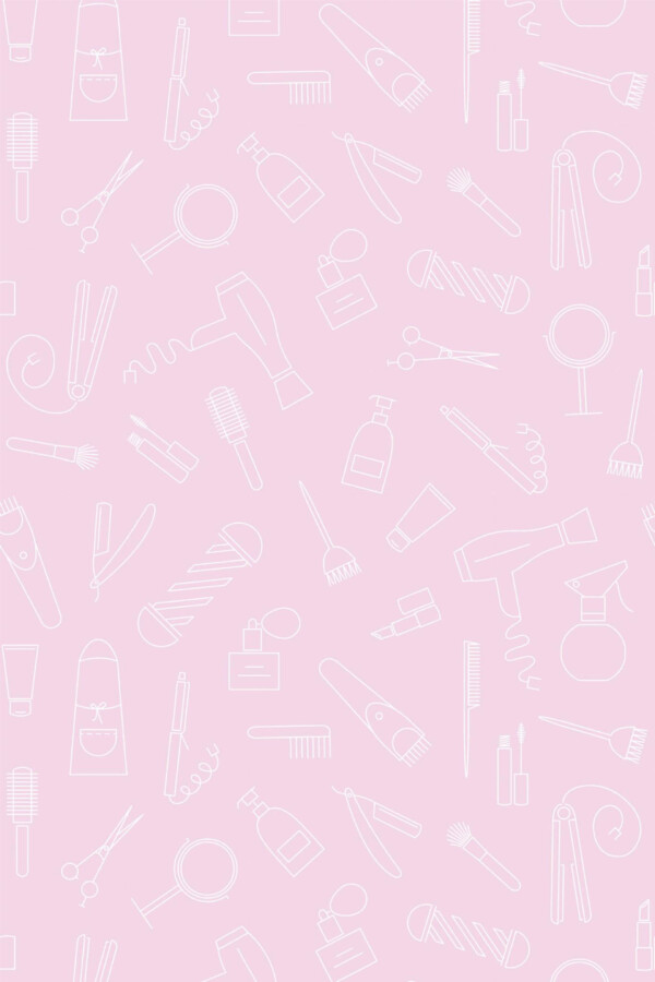 Pattern repeat of Pink beauty salon removable wallpaper design