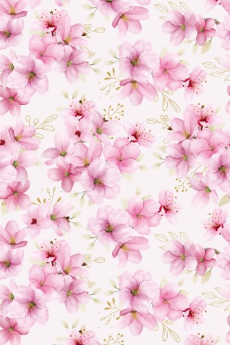 Pattern repeat of Pink blossom floral removable wallpaper design