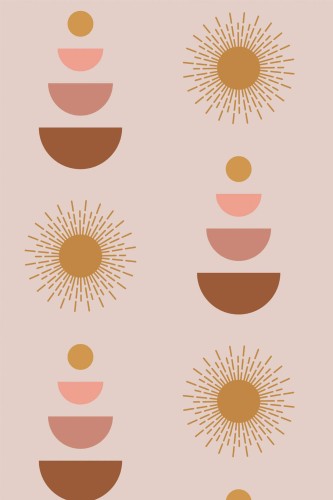 Pattern repeat of Pink boho abstract removable wallpaper design