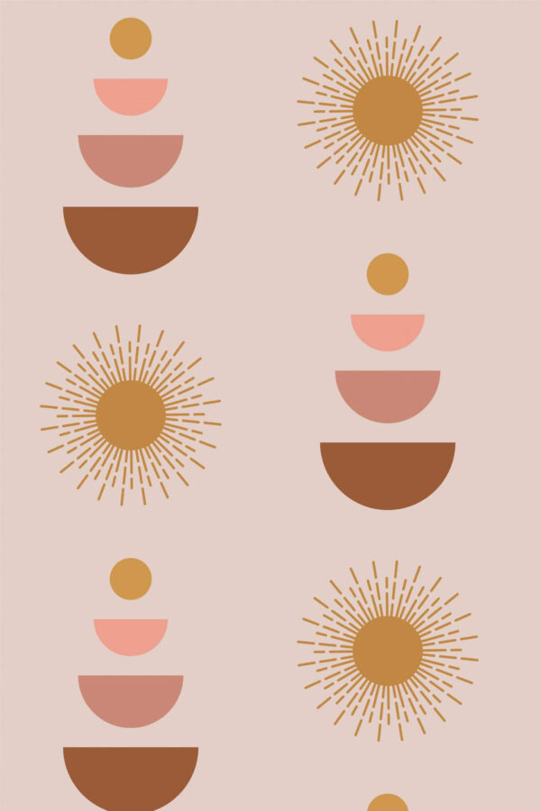 Pattern repeat of Pink boho abstract removable wallpaper design
