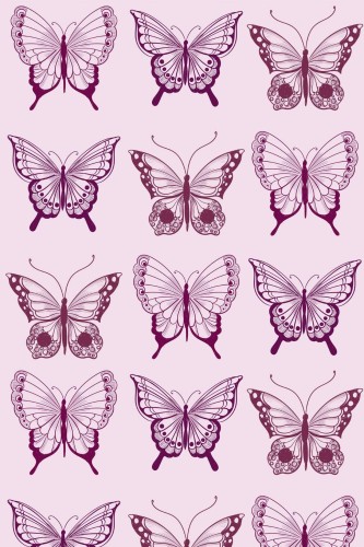 Pattern repeat of Pink butterfly removable wallpaper design
