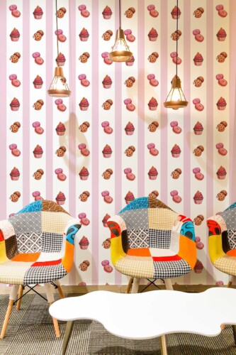 Cute cakes pink self-adhesive wallpaper by Fancy Walls