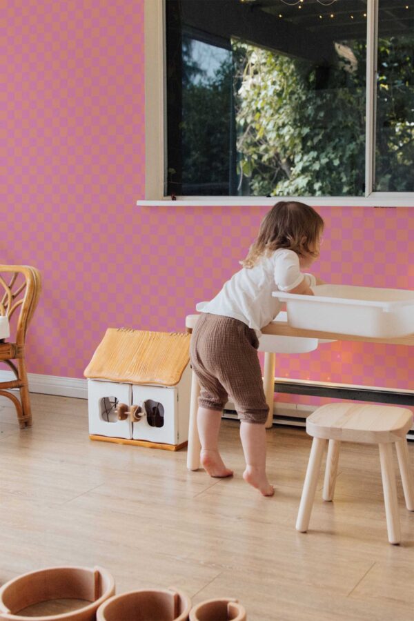 Fancy Walls Pink Checkered Pink removable wallpaper