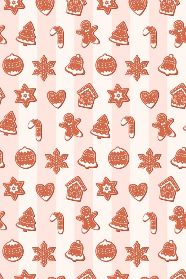 Pink Cozy Christmas Cookies Wallpaper