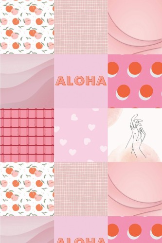 Pattern repeat of Pink collage removable wallpaper design