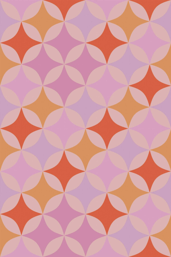 Pattern repeat of Pink Dreamy Swirls removable wallpaper design