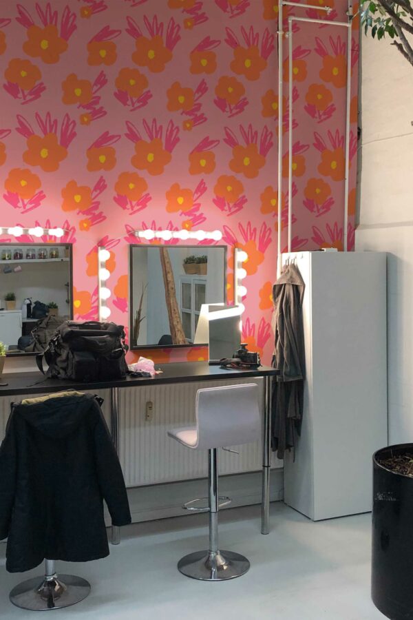 Traditional Whimsical Pink Garden wallpaper by Fancy Walls
