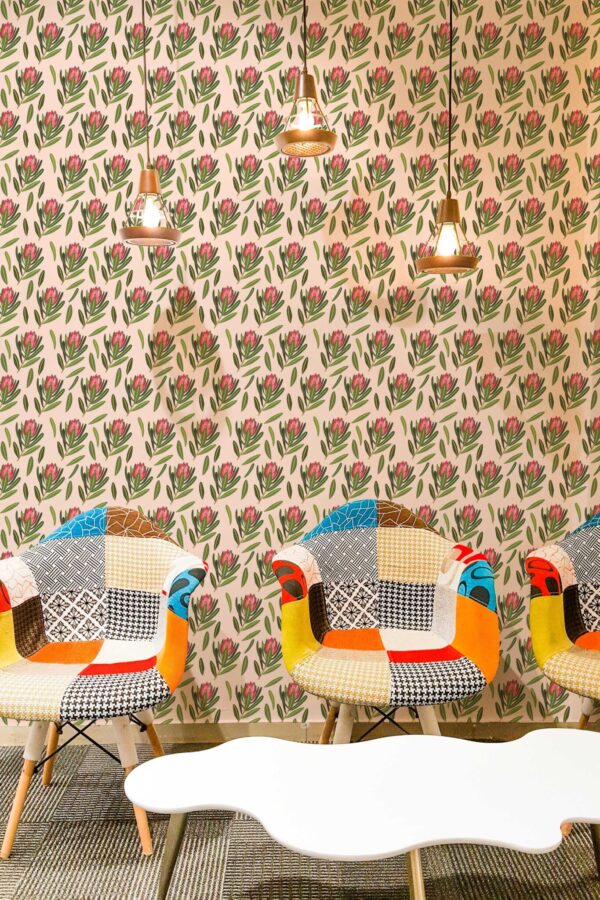 Fancy Walls Pink Floral wallpaper for walls. Blush Bloom wallpaper removable peel and stick or non-pasted
