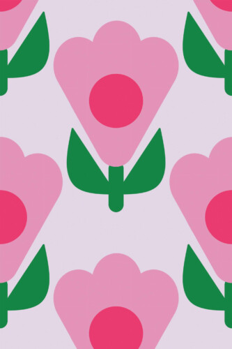 Pattern repeat of Pink flowers removable wallpaper design