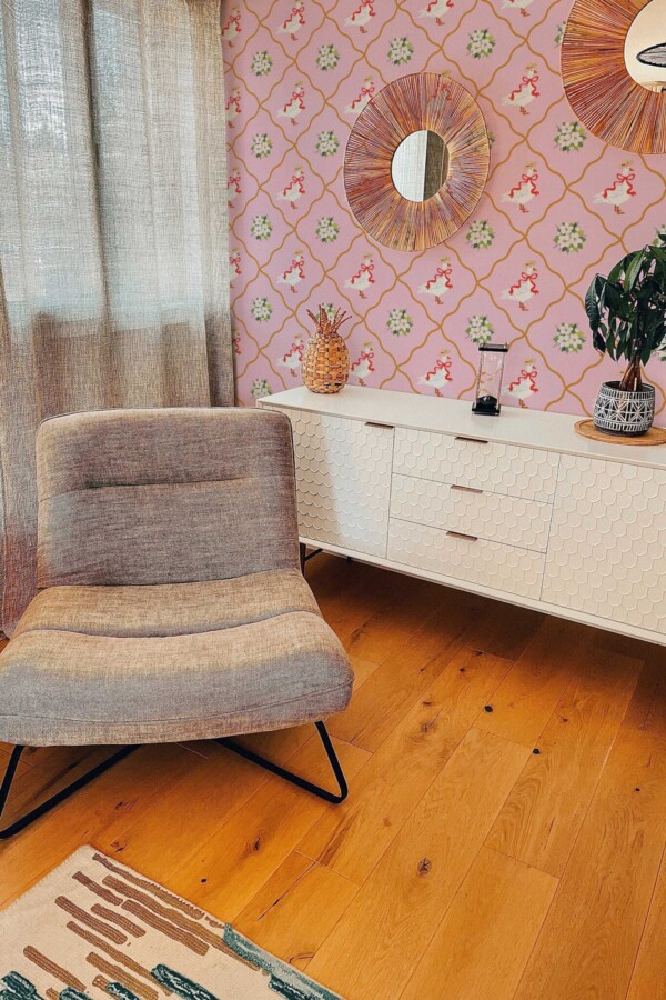 Fancy Walls geese and flowers traditional wallpaper