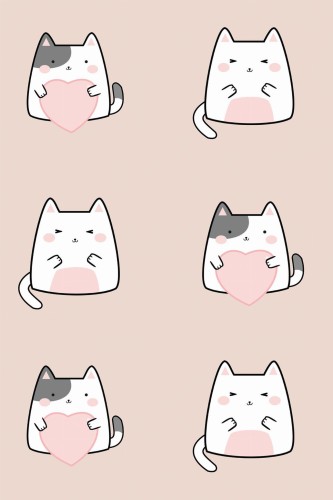 Pattern repeat of Pink kawaii cat removable wallpaper design