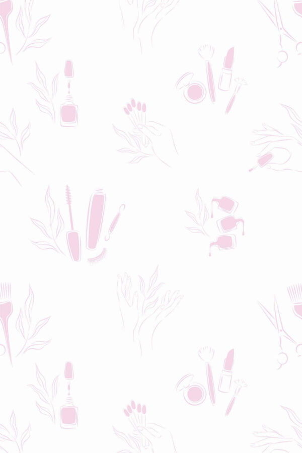Pattern repeat of Pink nail salon removable wallpaper design