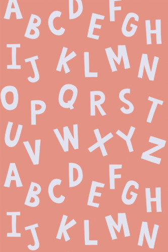 Pattern repeat of Pink neutral alphabet removable wallpaper design