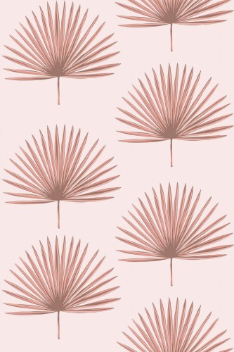 Pattern repeat of Pink palm leaf removable wallpaper design