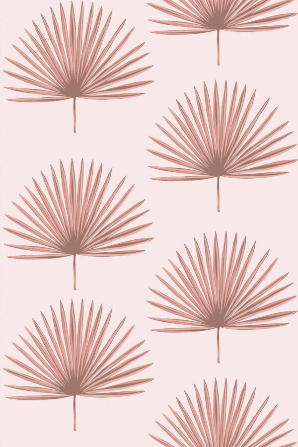 Pattern repeat of Pink palm leaf removable wallpaper design