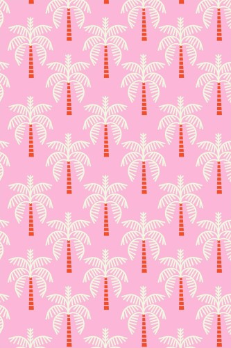 Pattern repeat of Pink palm tree removable wallpaper design