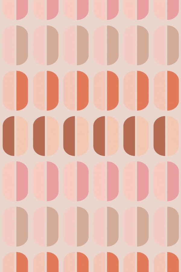 Pattern repeat of Pink pastel retro removable wallpaper design