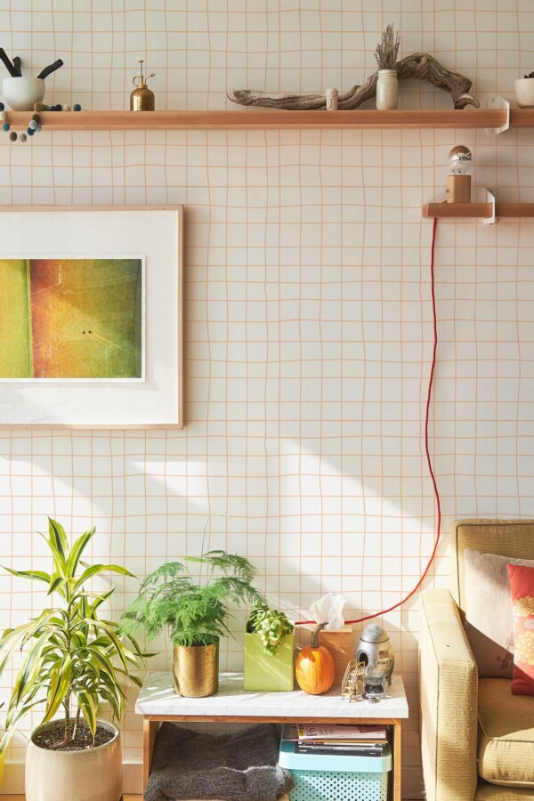 Removable Elegant Pink Grid Wallpaper from Fancy Walls